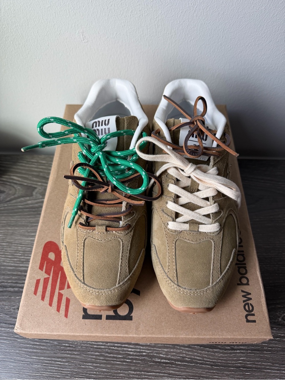 Miu Miu Suede Sneakers Brown Multi Lace Size 40 Brand New w/ Box